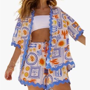 Sardine Summer Shorts and top set  with Blue Trim